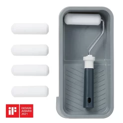 Castorama Lot Mini Rouleau Laqueur + 4 Manchons 100mm + Bac De Peinture GoodHome 100mm