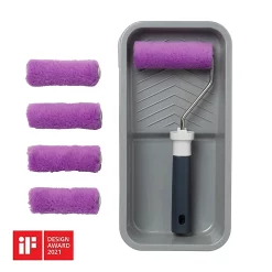 Castorama Lot Mini Rouleau Monocouche + 4 Manchons + Bac à Peinture GoodHome 100mm